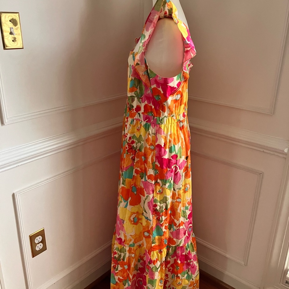 London Times Floral Maxi Dress in Pink, Yellow, Orange, Green - Picture 2 of 12